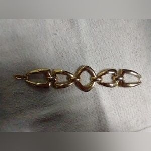 Wide goldtone link bracelet runway statement